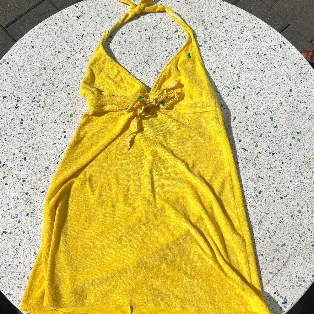Y2K Vintage Ralph Lauren Terry Cloth Poolside cover in Yellow & Green / SM